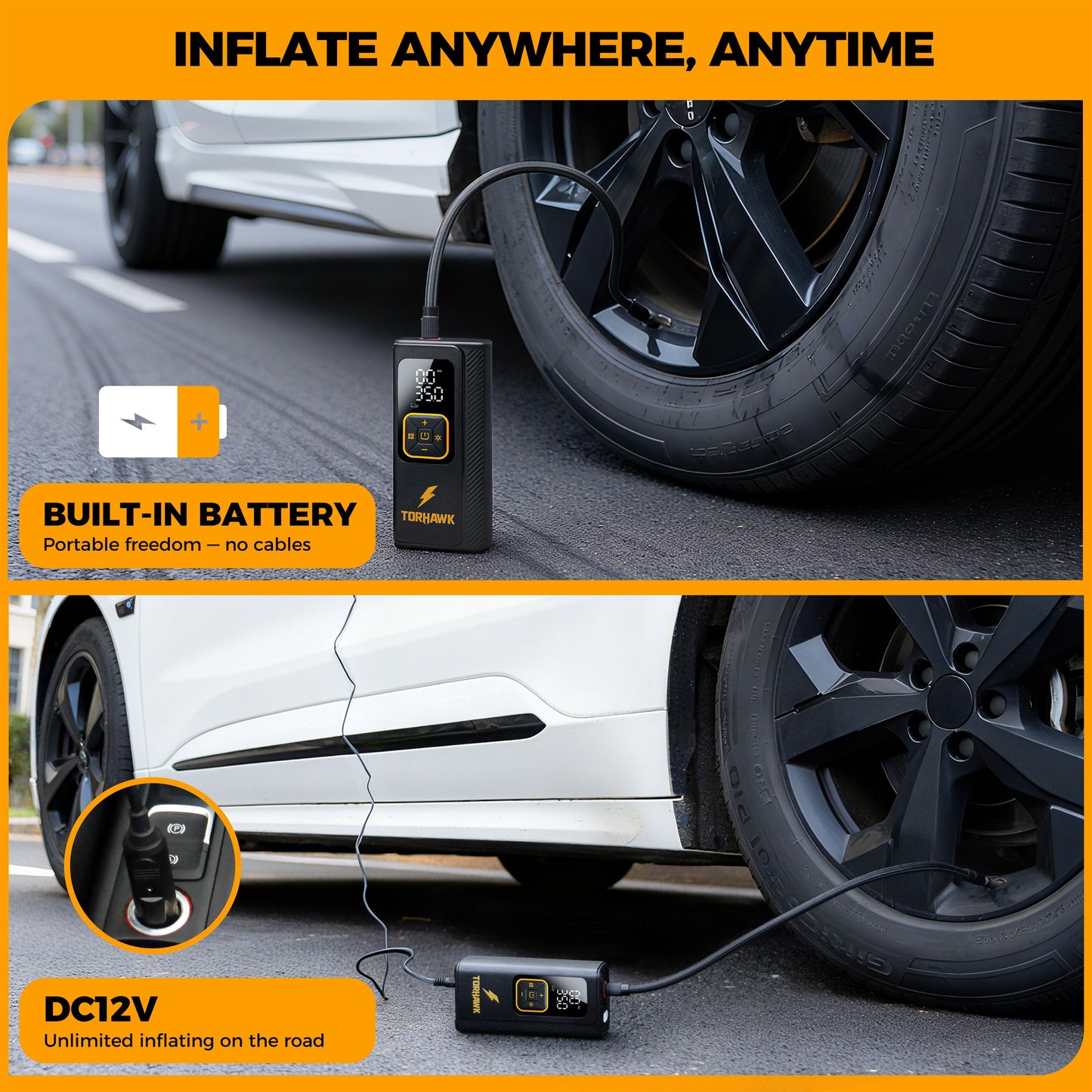 Torhawk 160 PSI Dual-Power Tire Inflator